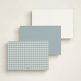 "Scalloped Gingham" - Personalized Stationery Cards in Pond by Brianne Larsen - Back of Card Options