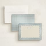"Scalloped Gingham" - Personalized Stationery Cards in Pond by Brianne Larsen - Assembled