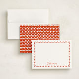 "Inked Scallops" - Personalized Stationery Cards in Coral by Becky Nimoy - Assembled