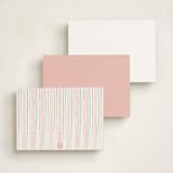 "Botanical border" - Personalized Stationery Cards in Blush by Creo Study - Back of Card Options