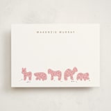 "Animal Cracker Parade" - Personalized Stationery Cards in Pink Sugar by Jennifer Postorino - Front