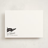 "Vintage Pennant" - Personalized Stationery Cards in Licorice by Oscar and Emma - Karly Depew - Front