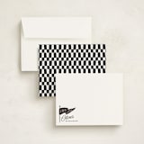"Vintage Pennant" - Personalized Stationery Cards in Licorice by Oscar and Emma - Karly Depew - Assembled