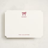 "Stamped with a Bow" - Personalized Stationery Cards in Candy Cane by Mere Paper - Front