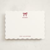 "Stamped with a Bow" - Personalized Stationery Cards in Candy Cane by Mere Paper - Front