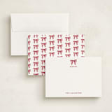 "Stamped with a Bow" - Personalized Stationery Cards in Candy Cane by Mere Paper - Assembled