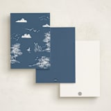"Lake Side Toile" - Personalized Stationery Cards in Lake by Lucrecia Caporale - Back of Card Options