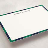 "Wide Stripe Nautical" - Personalized Stationery Cards in Emerald Green by Seth Caskey - Detail