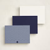 "Herringbone" - Personalized Stationery Cards in Navy by Seth Caskey - Back of Card Options