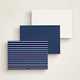 "Preppy Stripe" - Personalized Stationery Cards in Navy by Ann Gardner - Back of Card Options