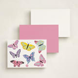 "Vibrant Butterflies" - Personalized Stationery Cards in Blush by Cass Loh - Back of Card Options