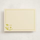 "Hand-painted Floral Initials" - Personalized Stationery Cards in Citrine by Tracy Schifeling - Front
