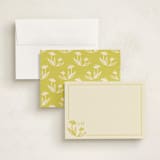 "Hand-painted Floral Initials" - Personalized Stationery Cards in Citrine by Tracy Schifeling - Assembled