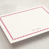 "Scalloped Trim" - Personalized Stationery Cards in Hibiscus by Alexandra Cohn - Detail