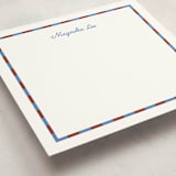 "thin checked" - Personalized Stationery Cards in Maroon by Carrie Moradi - Detail