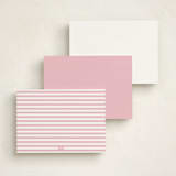 "Stripes & Squiggles" - Personalized Stationery Cards in Bubblegum by Meredith Collie - Back of Card Options
