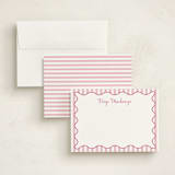 "Stripes & Squiggles" - Personalized Stationery Cards in Bubblegum by Meredith Collie - Assembled
