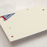 "Sports Pennant" - Personalized Stationery Cards in Americana by Rebecca Dymon - Detail
