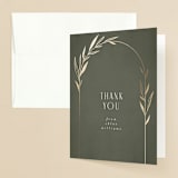 "Botanical Arches" - Bridal Shower Thank You Cards in Moss by Kelly Schmidt - Front