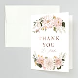 "Floral Wisp" - Bridal Shower Thank You Cards in Rose by Susan Moyal - Front