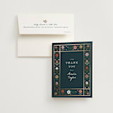 "Floral Grid Border" - Bridal Shower Thank You Cards in Cobalt by Alethea and Ruth - Card with Envelope