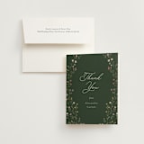 "Floral Greenery" - Bridal Shower Thank You Cards in Juniper by Katherine Moynagh - Card with Envelope