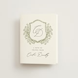 "Traditional Monogram" - Bridal Shower Thank You Cards in Olive by Erin Deegan - Front