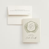 "Traditional Monogram" - Bridal Shower Thank You Cards in Olive by Erin Deegan - Card with Envelope