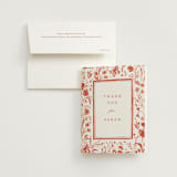 "Romantic Fields" - Bridal Shower Thank You Cards in Scarlet by Teju Reval - Card with Envelope