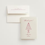 "Le Cake" - Bridal Shower Thank You Cards in Azalea by Tina Faselli - Card with Envelope