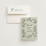 "Blooming" - Bridal Shower Thank You Cards in Sage by Kelly Watkins - Card with Envelope