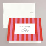 "Bold Stripes" - Bridal Shower Thank You Cards in Strawberry by mo kelley - Front