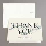"Coneflower Garland" - Bridal Shower Thank You Cards in Periwinkle by Kate Ahn - Front