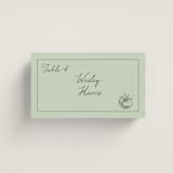 "Olive" - Place Cards - Vegetarian in Mint by Sherley Ferreira - Front with Free Guest Printing