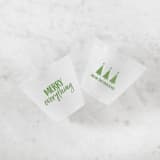 "Custom Merry Everything Frosted Plastic Cup, set of 50" - Party Cups in green by ForYourParty