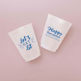 "Custom Let's Get Lit Hanukkah Frosted Plastic Cup, set of 50" - Party Cups in silver by ForYourParty