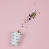 "Cobalt Frenchie Stripes 9 oz Cups - Pack of 8" - Party Cups in pink by Jollity and Co