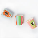 "Princess Party Cups - Stripes and Mirrors (x12)" - Party Cups in multicolor by POP Party Supplies