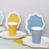 "Signature Paper Cups, Blue & Yellow (8)" - Party Cups in multicolor by MA FÊTE