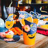 "Pumpkin Paper Cups With a Hat Sleeve - Pack of 8" - Party Cups in orange by MA FÊTE
