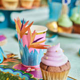 "Tropical Cups with Flower Sleeves - Pack of 8" - Party Cups in pink by MA FÊTE