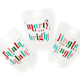 "Jingle and Mingle Christmas Party Frosted Plastic Cups, Pack of 12" - Party Cups in multicolorassorted-colors by ForYourParty
