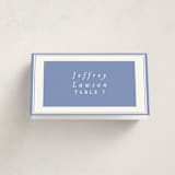 "Little Trees" - Party Place Cards in Provincial Blue by Corinne Malesic - Folded with Free Guest Printing
