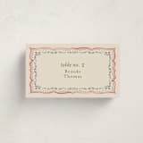 "Ribbon Stripe Holiday" - Party Place Cards in Candy Apple by Chris Griffith - Front with Free Guest Printing
