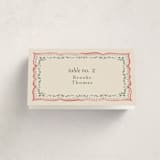 "Ribbon Stripe Holiday" - Party Place Cards in Candy Apple by Chris Griffith - Folded with Free Guest Printing