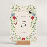 "Wild meadow" - Party Table Numbers in Elder Flower by Sarah Knight - Displayed (stand not included)
