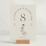 "Floral Type Arch" - Party Table Numbers in Linen by Baumbirdy - Displayed (stand not included)