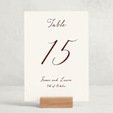 "Handwritten" - Party Table Numbers in Wine by Cass Loh - Displayed (stand not included)