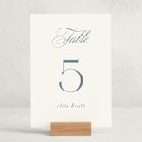 "Empire" - Party Table Numbers in Dusty Blue by Jennifer Postorino - Displayed (stand not included)