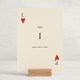 "Red Hearts" - Party Table Numbers in Champagne by Helena Vitto - Displayed (stand not included)